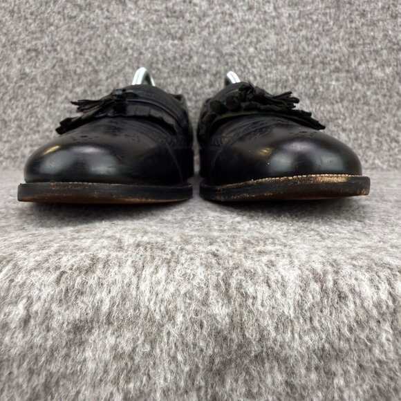 ✅VTG French Shriner Mens 10M Black Leather Wingtip Kiltie Tassel Loafers Classic main image 5
